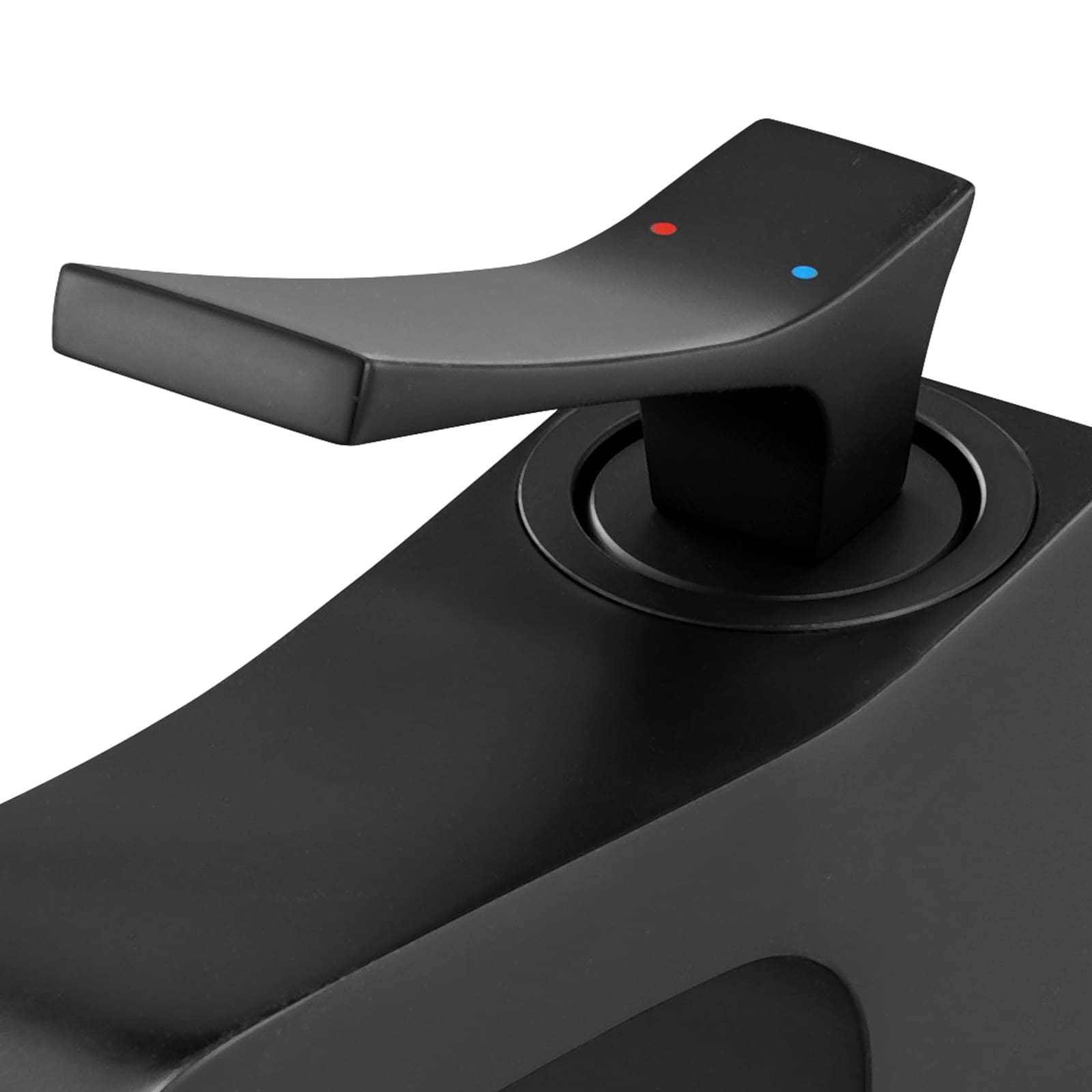 Matte Black Basin Faucet With Waterfall Spout And Sink Drain_voghion.com